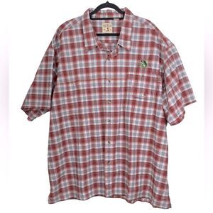 Red Head Men’s Sz 5XL Red Black Plaid Cotton Fishing Casual Button Down Shirt